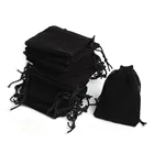 Customize Black Velvet Plain drawstring pouch bag