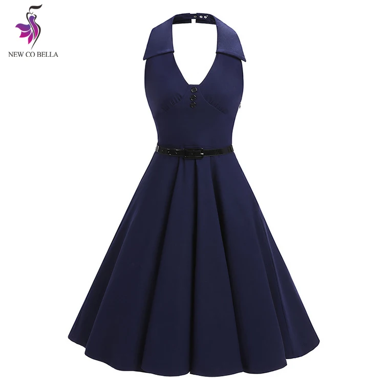 Large Size 2XL Women Halter Dresses Vintage Office Lady Female Dress Sexy Navy Backless Women's Clothing
Large Size 2XL Women Halter Dresses Vintage Office Lady Female Dress Sexy Navy Backless Women's Clothing