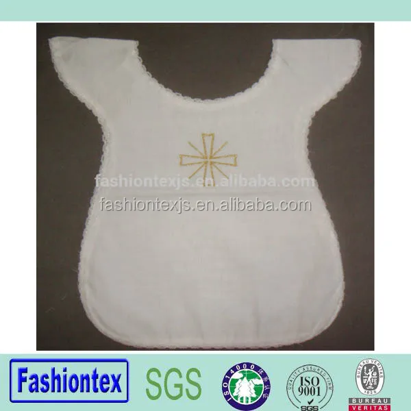 wholesale super soft embroidered baby baptismal garment bib