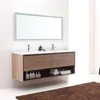 luxury hotel furniture mdf board pvc modern bathroom vanity top set wooden wash basin stands with lighted mirror for sale