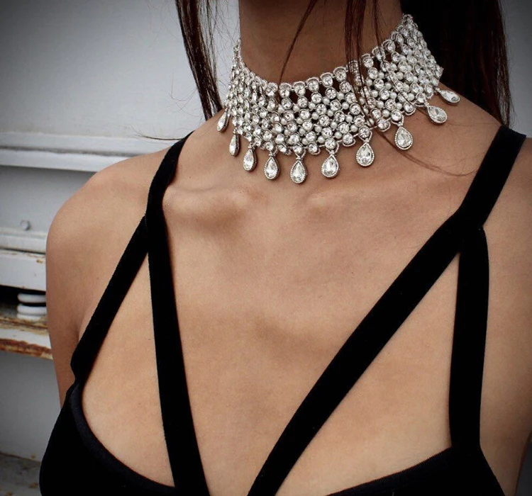 idealway Party Jewelry Silver Plated Alloy Diamond Crystal Drop Shape Tassel Choker Necklace
idealway Party Jewelry Silver Plated Alloy Diamond Crystal Drop Shape Tassel Choker Necklace