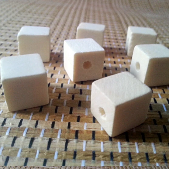 Unfinished Wood Square Cube Beads 12mm wood cube with hole