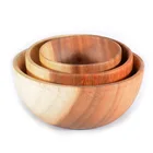 Wood Kitchen Utensils Set Natural Hand-Made Wooden Salad Bowl