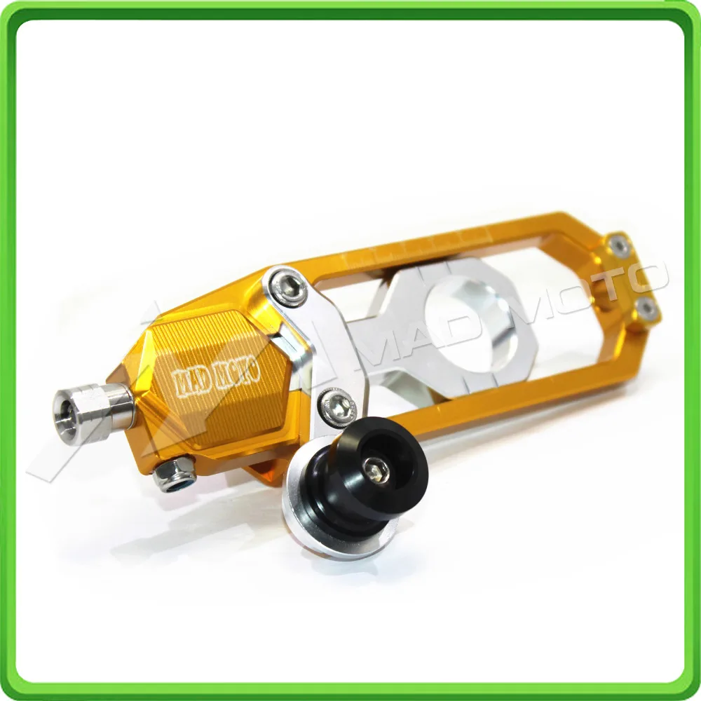 Motorcycle Chain Tensioner Adjuster with paddock bobbins kit for Suzuki GSXR1000 GSXR 1000 GSX-R1000 2007 2008 07 08 Gold&Silver (9)