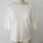 100%cotton casual white blouse for women