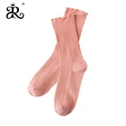 Japanese cotton solid yellow pink for short boots women in autumn and winter socks