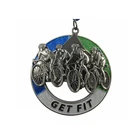 Keep fit cycling race medal with 3D spinner and colorful glitter