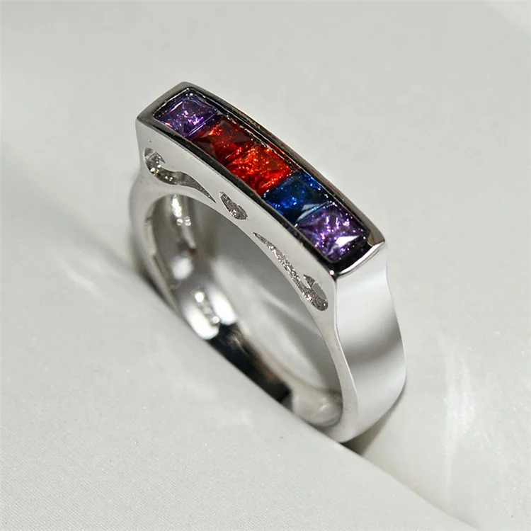 High quality Colorful Zircon Rainbow Silver Rings for Women Fashion Wedding Engagement Ring Jewelry gift
High quality Colorful Zircon Rainbow Silver Rings for Women Fashion Wedding Engagement Ring Jewelry gift
