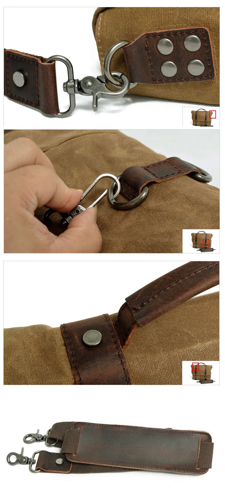 Elegant brand waterproof waxed canvas design unisex vintage DSLR Leather photograph messenger camera bag