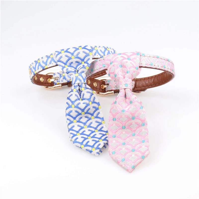 

Factory pet gift products detachable custom print logo wave point pet dog tie adorable grooming dog bow tie neckties for puppy, Pink/blue