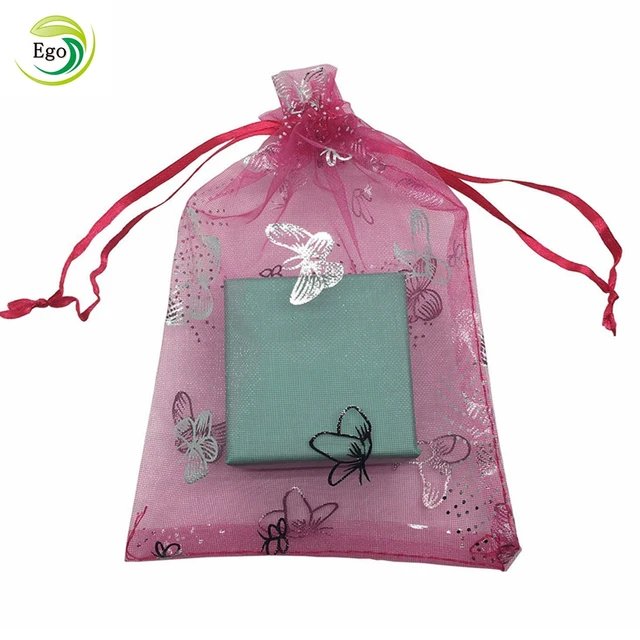 customized logo large organza packaging bag with drawstring