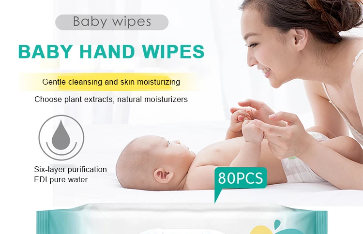 Professional manufacturer 80pcs pearl cotton wet wipes baby hand wipes for sale