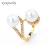 Latest Design AAA Cubic Zirconia Brass Jewelry Pearl Ring for Women