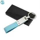 Promotional Rectangular Metal Custom Logo Leather Keychain