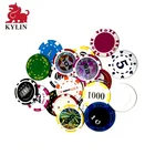 Double sided OEM print premium gamble cheap diameter striped mini plastic clay casino custom poker chips