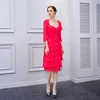 Knee Length Red Two Piece Mother of the Bride Dress with Jacket