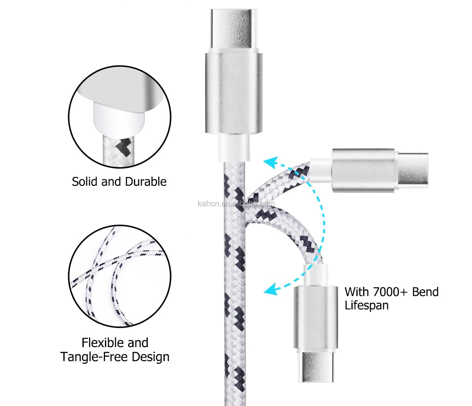 Free Shipping USB Type C Cable 3.0 USB-C Cable 1M 2 in 1 Cable for Smartphone PC - ANKUX.COM