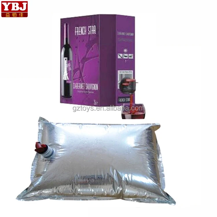 packaging wine bib bag in box with colorful printed dispenser