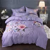 Purple Flower Grinding Bed Sheet Cover