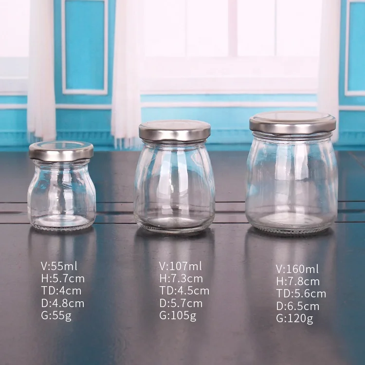 100ml 150ml Glass pudding jar with twist-off lid
