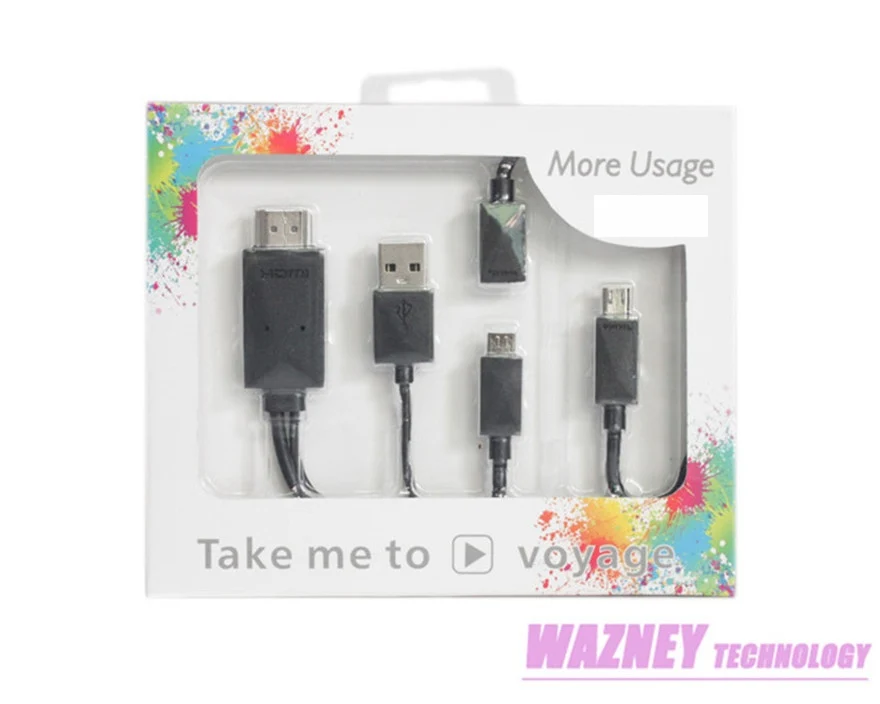 2 IN 1 5 pin 11 pin Micro USB to HDMI video Cable HDTV HD TV adapter For Samsung Galaxy HTC LG Android mobile phone - ANKUX.COM