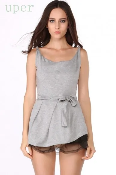 2015 Summer Style Fashion women Korean Style Tank Top Sexy Ball Gown Mini Dress Casual Party Wear With Belt