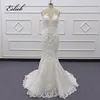 Eslieb SJ012-2 100% real photo ivory O-neckline zipper button detachable train wedding dress mermaid
