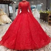Jancember LS64440 real red fashion diamond prom dresses ball dress long sleeves latest design formal evening gown