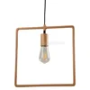 Simple design modern square wood Frame Chandelier hanging lights led pendant lamp for home decor lighting