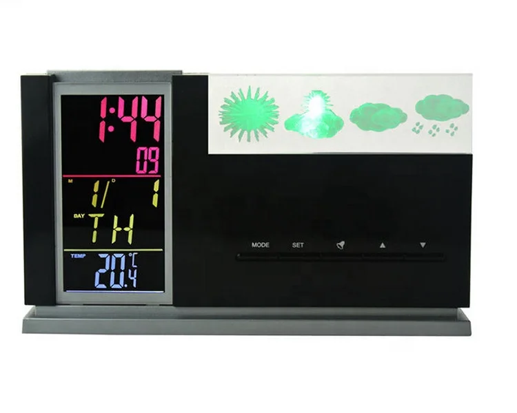 Creative Novelty Crystal LED Backlight 3D Weather Station Forecast Calendar Table Alarm Clock