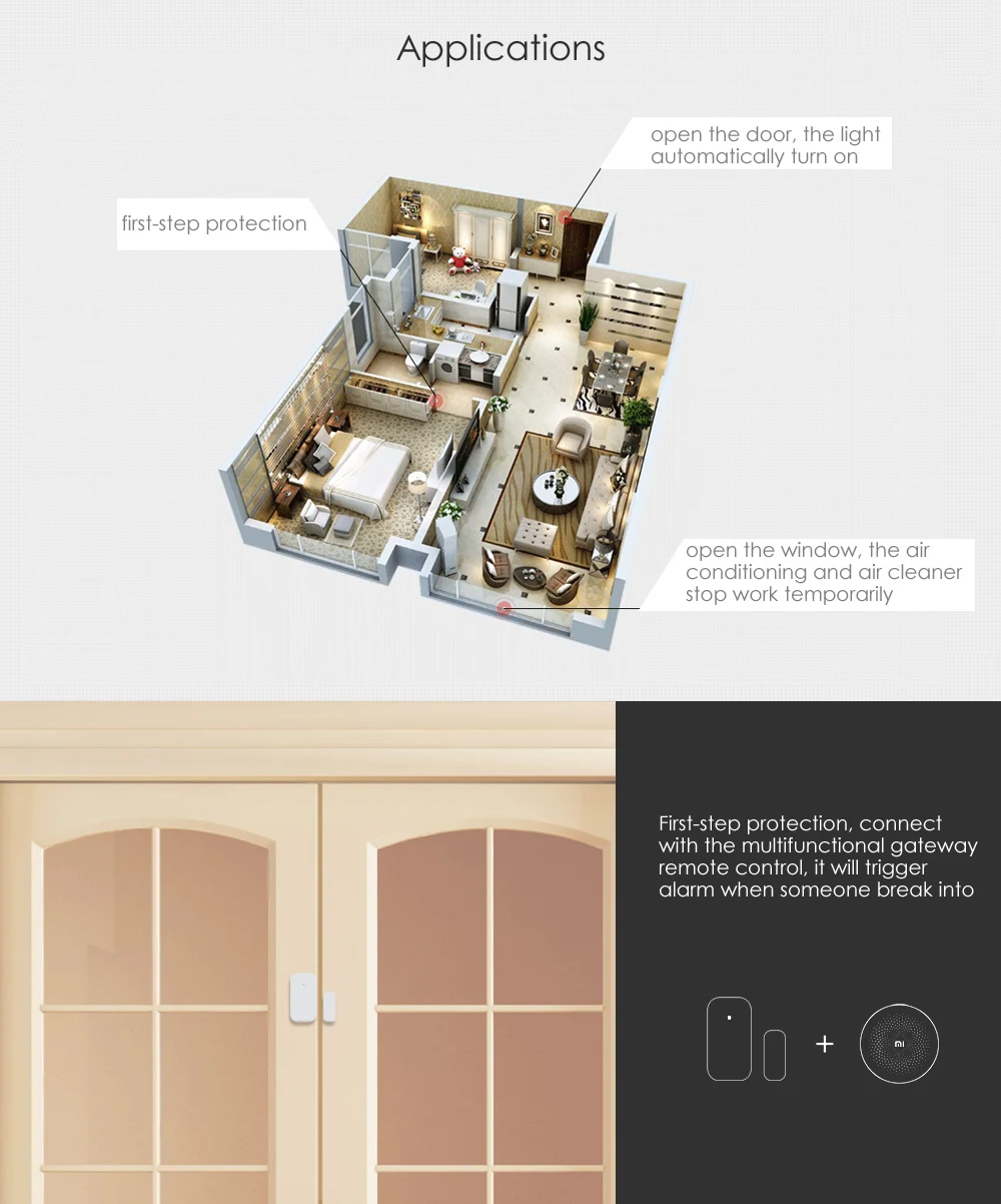 xiaomi smart home zigbee wireless door sensor aqara door sensor google home - ANKUX.COM