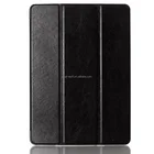 Wholesale crazy horse pattern Stand Back PC + Leather Smart Cover Case For iPad Air 2, PU Leather PC Back Flip 3 Fold Cover