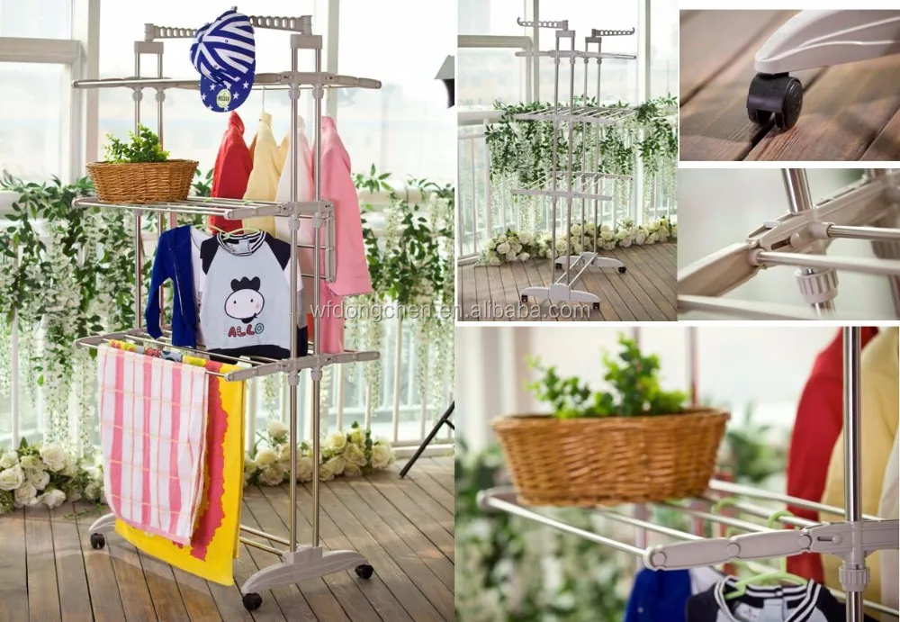 foldable movable clothes rack