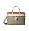 Custom waterproof business briefcase nylon laptop bag with leather tirm