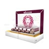 High end led lighting wood counter eyelash display stands contact lens display stand for cosmetic store use