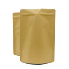 custom logo laminated stand up zipper aluminum foil lined food grade brown kraft paper bags