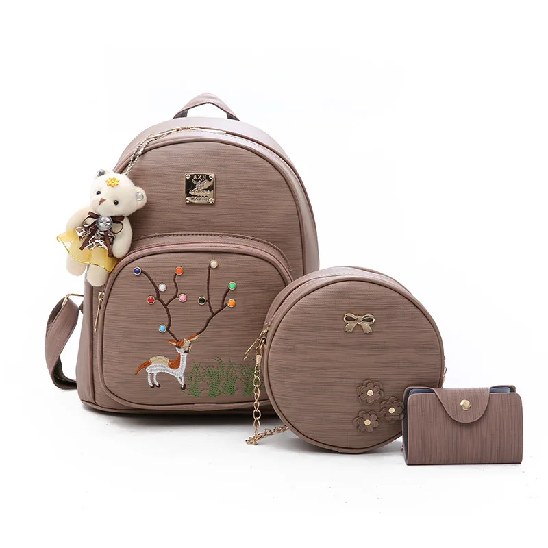New Design Factory Supplier Small Bear Girls Student School 3 in 1 Pieces PU Leather Mochila
New Design Factory Supplier Small Bear Girls Student School 3 in 1 Pieces PU Leather Mochila