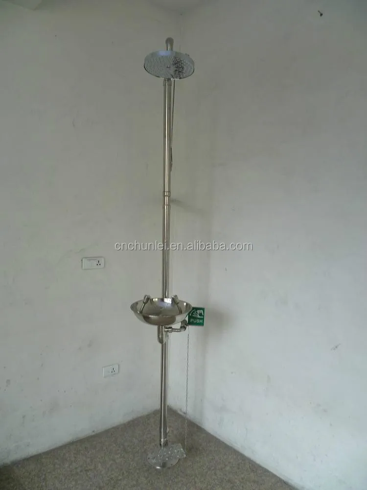 Factory Price Emergency safety shower & eye wash with foot pedal and ISO9000 Certificate