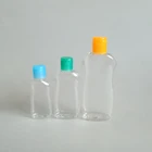 50ml pet transparent oval plastic bottle with flip top cap for personal care, cosmetic