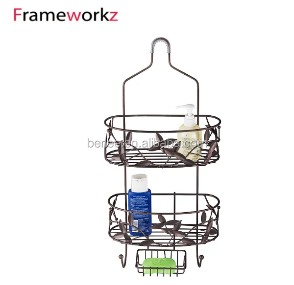 elegant leaves bath rack , 2-tier rectangular shelf basket,soap