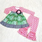 China cheap wholesale children's clothing set baby girls ruffle clothes children's fall winter outfit