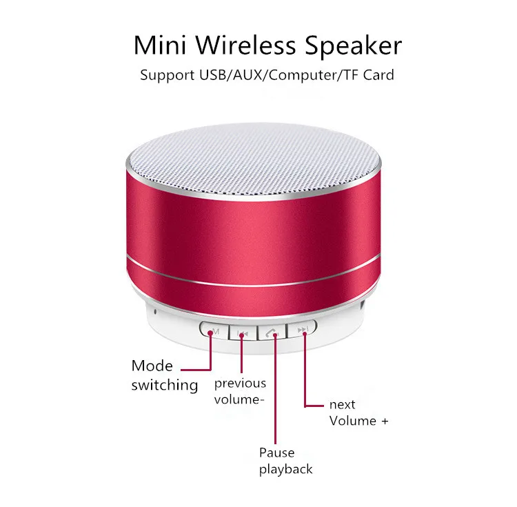 Wireless speaker metal mini portable subwoof sound with Mic TF card FM radio AUX MP3 music play loudspeaker - ANKUX.COM