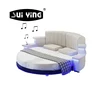 CY006 romantic LED light soft round bed leather