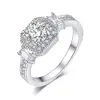 18K White Gold Plated Square CZ Filled Rhinestone Engagement Ring