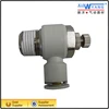 AS Air Flow Control Valve, PBT & Nickel Plated Brass, Elbow, Universal Thread Male X Push-to-Connect Fitting