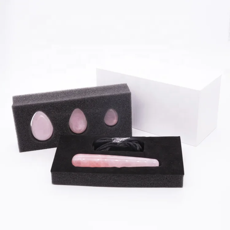 El logotipo del OEM juguete de cornalina de cristal citrino Natural perforado bolas Kegel de cuarzo rosa Yoni huevos para Vaginal