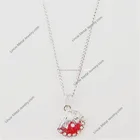 Alloy silver color crystal shell charm link necklace