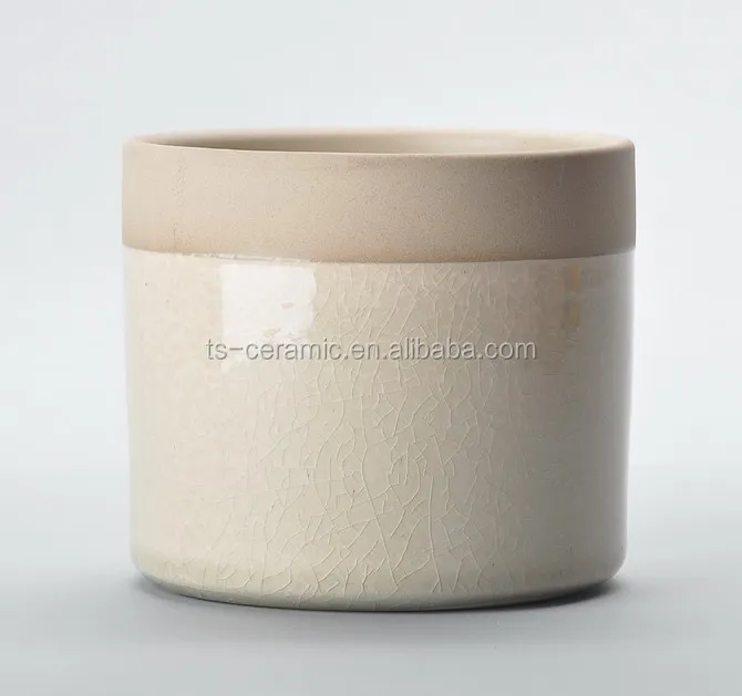 Home and garden modern crackle glazed cheap table ceramic pots plant round flower pot