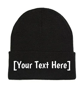 beanies with custom text embroidered your text black