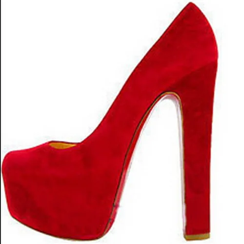 Fashion 2015 Red Bottom Suede Leather High-heeled Sexy Platform Women Pumps Super High Heels Rough with shoes 14 / 16CM 34-45